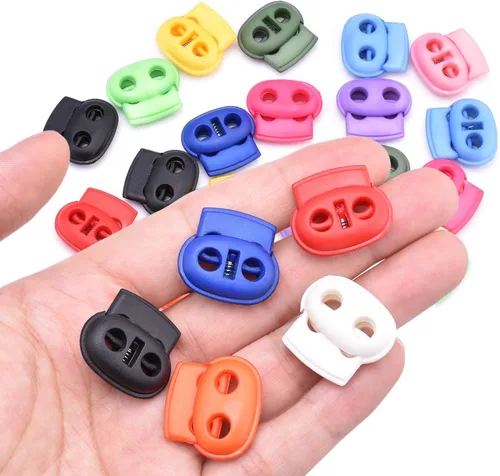 Vista 9 de CooBigo Plastic Cord Locks for Paracord Drawstring Clip, Spring Toggle Cord Stopper Sweatpant Hat Gloves Hoodie String Lock