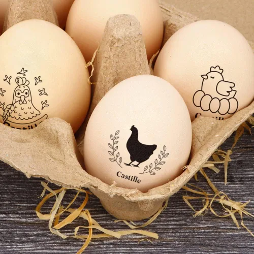 Vista 3 de Sello de huevo personalizado, sello de huevo de pollo personalizado de madera, sello de cartón de huevo, sello de nombre de gallinero, Homesteading
