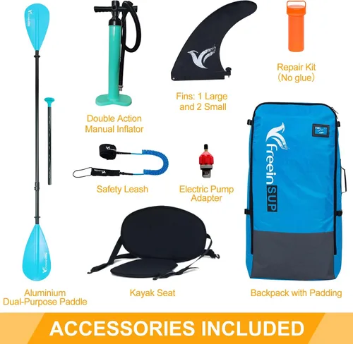 Vista 3 de Freein SUP Inflatable Stand Up Paddle Board with Kayak Seat,Paddle Boards for Adults 10'/10'6”/11', Accessories sup Pump Adaptor,sup Kayak Paddle