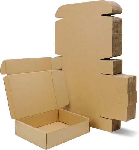 Vista 10 de Cajas de envío, 25 unidades, 8 x 4 x 2 pulgadas, cajas de cartón corrugado marrón fuerte para embalaje de pequeñas empresas, correo, manualidades