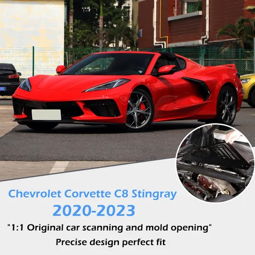 Vista 6 de Cubierta de panel de bahía de motor compatible con Chevrolet Corvette C8 2020-2023, cubiertas traseras de aleación de aluminio para motor izquierda