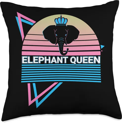 Vista 5 de Elephant Lover Gifts Elephant Queen - Almohada retro, 16 x 16 pulgadas, multicolor