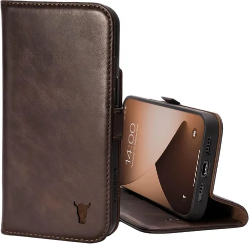 Vista 8 de TORRO Funda compatible con iPhone 13 Mini – Funda de piel premium tipo cartera con soporte y ranuras para tarjetas (negro)
