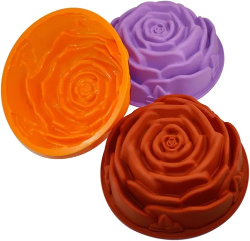 Vista 4 de Molde para hornear de silicona para tartas de cumpleaños de 9 pulgadas, diseño de flores de rosas, L