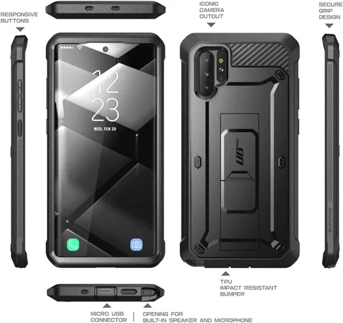 Vista 7 de SUPCASE Funda para Samsung Galaxy Note 10 Plus/Note 10 Plus 5G (Unicorn Beetle Pro), [soporte integrado y clip para cinturón] Funda resistente
