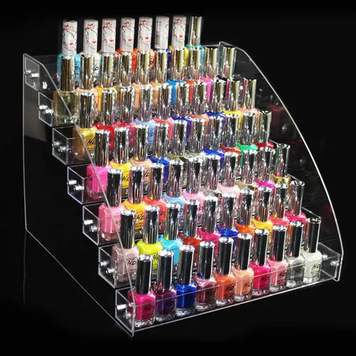 Vista 3 de Organizador de esmalte de uñas, bandeja de acrílico transparente para botellas de esmalte de uñas, soporte de mesa, soporte de almacenamiento