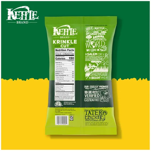 Vista 6 de Kettle Brand Papas fritas, corte Krinkle, chips de pepinillo de eneldo, 7.5 onzas