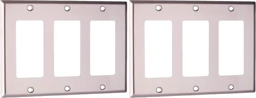 Vista 7 de Leviton Placa de pared Decora de 3 segmentos, tamaño estándar, acero inoxidable no magnético, 84411-40