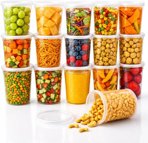 Vista 14 de Healthy Packers Contenedores de almacenamiento de alimentos con tapas herméticas, tarros de plástico transparente para almacenamiento de alimentos