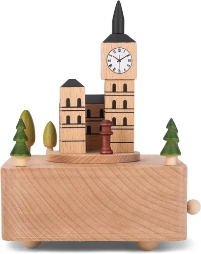 Vista 2 de Cottage Garden Big Ben - Figura musical de madera de madera de haya, 6 pulgadas