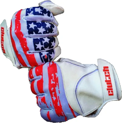 Vista 8 de Guantes Clutch Sports Apparel para batear en béisbol y sóftbol con bandera americana, buen agarre y ajuste de dedo, malla de alto rendimiento