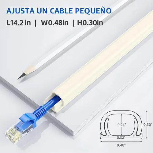 Vista 2 de Delamu – Funda para cable beige, cubiertas de cable para 1 cable en la pared, cubiertas de cable de tamaño mini para cables en la pared, cubierta
