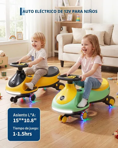 Vista 7 de Garvee Coche eléctrico de 12 V para niño pequeño,Coche oscilante 2 en 1 con Verde