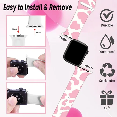 Vista 4 de Bonitas correas de reloj compatibles con Apple Watch de 1.496 pulgadas, 1.575 pulgadas, 1.614 pulgadas, 1.654 pulgadas, 1.732 pulgadas, 1.772