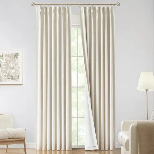 Vista 66 de Vision Home Cortinas marrones con pliegues pinzados, opacas completas, cortinas de ventana de lino mezclado para oscurecer la habitación, cortinas