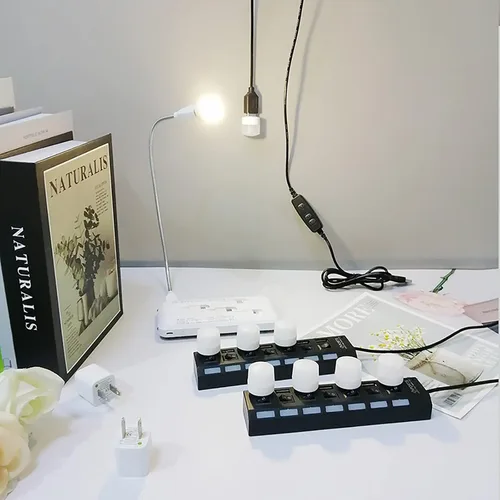 Vista 5 de Sokelinn-six Lámpara de enchufe USB, mini luz LED de noche de protección ocular, paquete de 7 luces decorativas