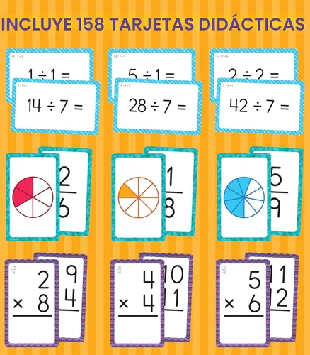 Vista 3 de Carson Dellosa - Paquete de 3 tarjetas flash matemáticas, edades 8-12