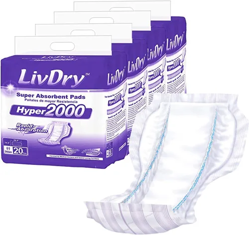 Vista 12 de LivDry Inserto de almohadilla de alta absorción para calzoncillos de incontinencia y pañales para adultos, mujeres y hombres, Hyper 1200