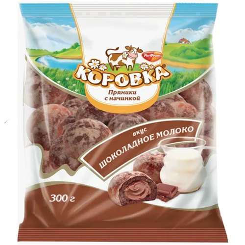 Vista 2 de Pan de jengibre ruso importado "Korovka" con relleno de leche condensada
