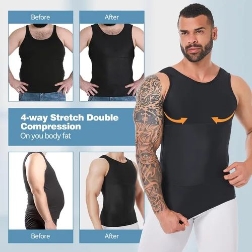 Vista 4 de Body Shaper, chaleco de compresión para adelgazar, control de abdomen, para ocultar el pecho, ginecomastia