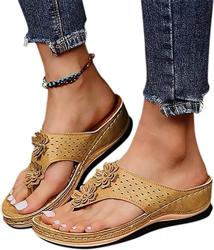 Vista 63 de Ladmiple Sandalias ortopédicas florales de moda 2023 con soporte de arco, zapatillas romanas casuales con puntera abierta