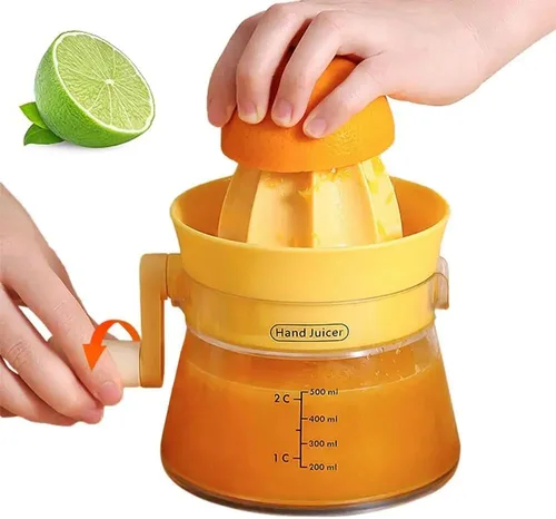 Vista 8 de Exprimidor manual de cítricos de limón 2 en 1, exprimidor manual de jugo de limón, lima, cítrico, naranja, máquina multifunción con contenedor