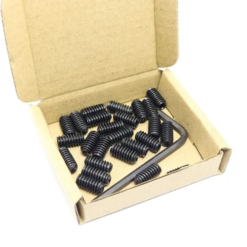 Vista 5 de Juego de 25 tornillos internos hexagonales Allen de 1/4 "-20 x 1/2" negro con llave hexagonal negra de 1/8 pulgadas