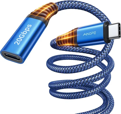 Vista 8 de Cable de extensión USB C AINOPE, extensor USB tipo C de transferencia rápida de 20Gbps/USB3.2 con 1240W de carga compatible con iPhone 16 pro