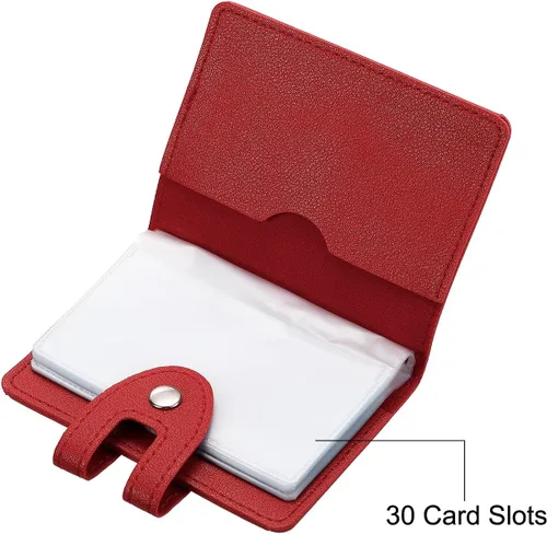 Vista 8 de PATIKIL Soporte para tarjetas de crédito, 1 paquete de cartera delgada de cuero, organizador de almacenamiento de tarjetas de visita con 30 ranuras