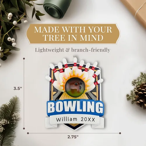 Vista 4 de Adorno de boliche personalizado 2025 Personalización gratuita las 24 horas Adornos deportivos de Navidad grabados con láser para árbol