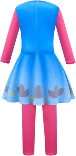 Vista 3 de Mono rosa para niñas con peluca traje de Halloween