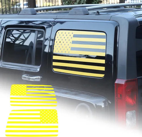 Vista 8 de Calcomanías de vinilo con la bandera estadounidense para ventana lateral trasera compatibles con Hummer H3 2005-2009, calcomanías precortadas