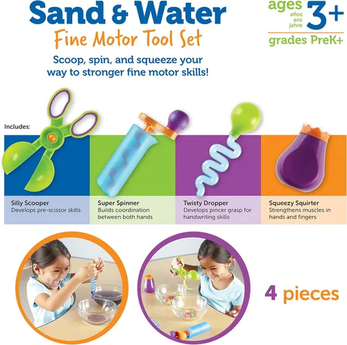 Vista 7 de Learning Resources Juego de motricidad fina de arena y agua, juguetes para ansiedad, juego de cubo de agua, herramientas de juegos esenciales