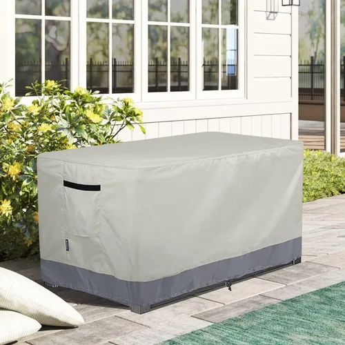 Vista 7 de Cubierta de caja de cubierta de STEECA para terraza al aire libre impermeable rectangular para banco de almacenamiento de 46 pulgadas de largo x 22