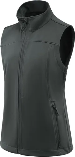 Vista 2 de BALEAF Chaleco ligero Softshell sin mangas para mujer, resistente al viento, cuello alto con bolsillos con cremallera, correr, senderismo, golf