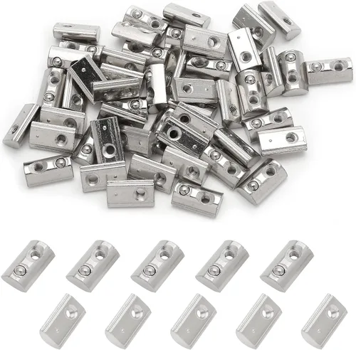 Vista 9 de 25 tuercas en T de extrusión de aluminio M5 Spring T 2020, tuercas de resorte en T enrollables, tuercas de ranura en T medias redondas M5
