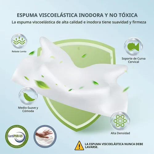 Vista 5 de ZAMAT Almohada cervical ajustable de espuma viscoelástica, almohadas de cuello inodoras para aliviar el dolor, almohadas ortopédicas para dormir