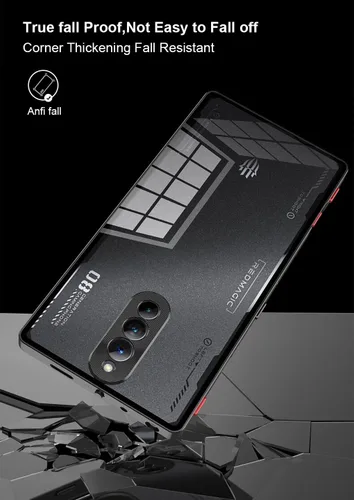 Vista 7 de QUIETIP Funda compatible con Red Magic 8 Pro / 8S Pro con protector de pantalla, marco de metal + cubierta trasera de vidrio templado transparente