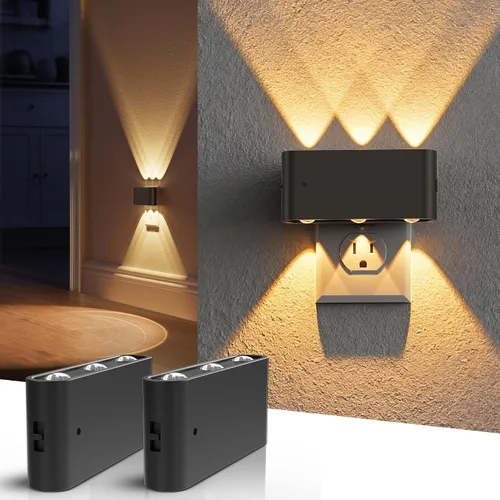Vista 13 de L LOHAS LED - Luz nocturna LED, paquete de 2 luces nocturnas LED modernas enchufables en la pared con sensor de atardecer a amanecer, 0-100LM