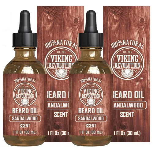 Vista 26 de Viking Revolution Aceite de barba de ron de bahía para hombres, suavizante y acondicionador natural con aceites de argán y jojoba para fortalecer e