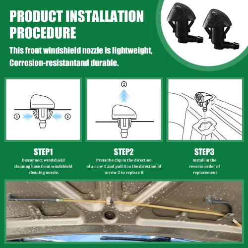 Vista 6 de Kit de boquillas de limpiaparabrisas de repuesto para automóvil, manguera de chorro de lavado y líquido con conectores, accesorios de automóvil