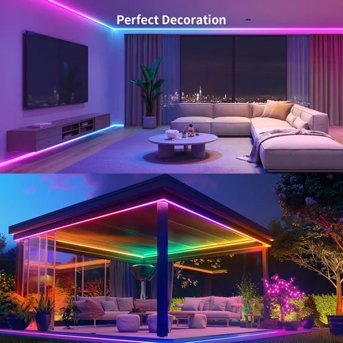 Vista 7 de COB RGB Tiras de Luces Inteligentes IC de 20 pies/6M Certificadas UL 24V Tira de Luz de Flujo de Color Multicolor Cinta de Luces Flexible
