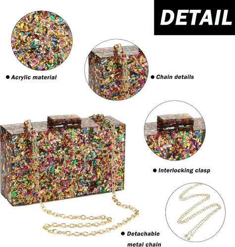 Vista 3 de Bolsos de noche para mujer, bolsos de noche acrílicos multicolores, bolsos y bolsos de hombro, bolso cruzado formal, boda, fiesta de graduación