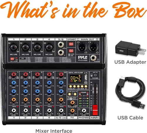 Vista 8 de Mezclador de audio Bluetooth profesional Pyle DJ - Mezclador de sonido con controlador DJ de 6 canales con DSP, 16 efectos preestablecidos, interfaz