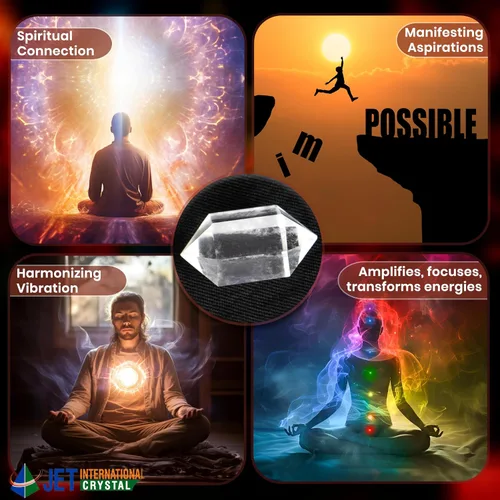 Vista 3 de Jet Hermoso cristal de cuarzo Herkimer piedra preciosa Sphatik Diamond Healing Crystal Natural Auténtico Buena Suerte Genuino Divino Santo Piadoso