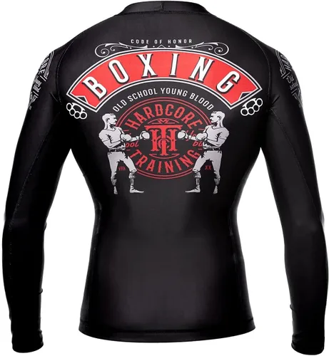 Vista 2 de Hardcore Training Code of Honor Rash Guard - Camiseta de manga larga para hombre, compresión MMA No-Gi Tight BJJ, capa base para fitness