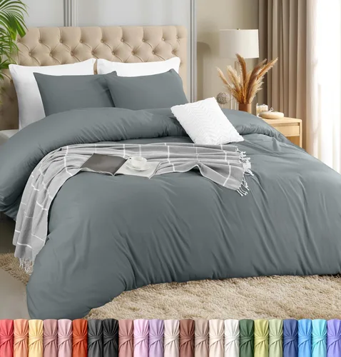 Vista 11 de Utopia Bedding Juego de funda de edredón con fundas de almohada, funda de edredón de 2 piezas con cierre de cremallera, 1 funda de edredón con 1