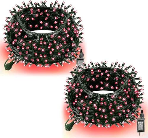 Vista 15 de Dazzle Bright - Guirnalda de luces de Navidad para exteriores, 1000 luces LED de 328 pies, enchufe de luz de hada con control remoto, 8 modos