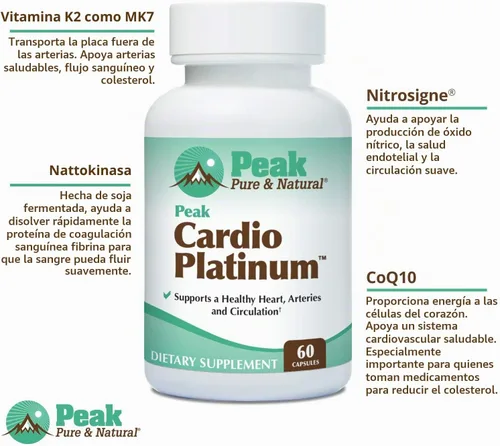 Vista 3 de Peak Cardio Platinum, suplemento para la salud del corazón, 30 porciones