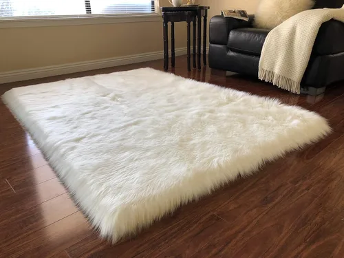 Vista 15 de LAMBZY Alfombra rectangular de piel de oveja sintética, súper suave, hipoalergénica, de felpa, lujosa alfombra de felpa sedosa para dormitorios